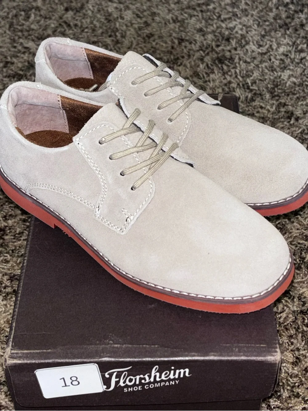 Florsheim Kearny Jr Boys' Youth Oxford Shoes Sand Suede Leather Size 2M New